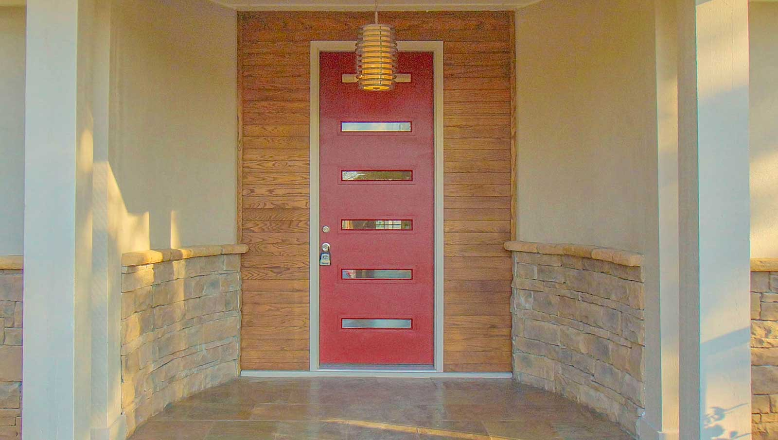 Exterior shot of entrance way from a typical Kalidy home